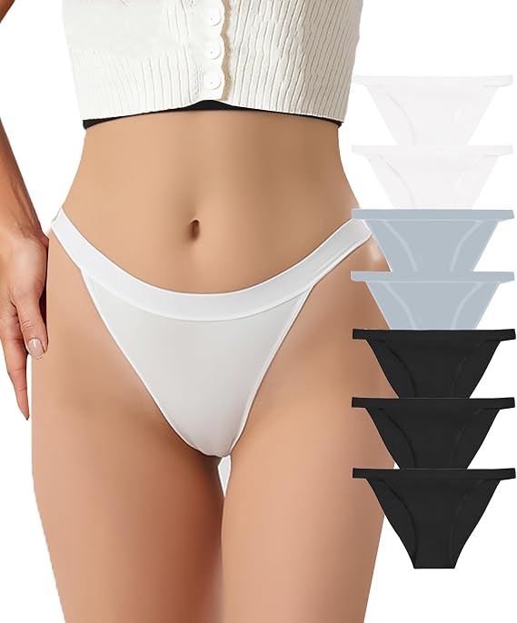 Women's Cotton Underwear High Cut String Bikini Panties Sexy Low Rise Hipster Cheeky Briefs Panty 7 Pack S-XL