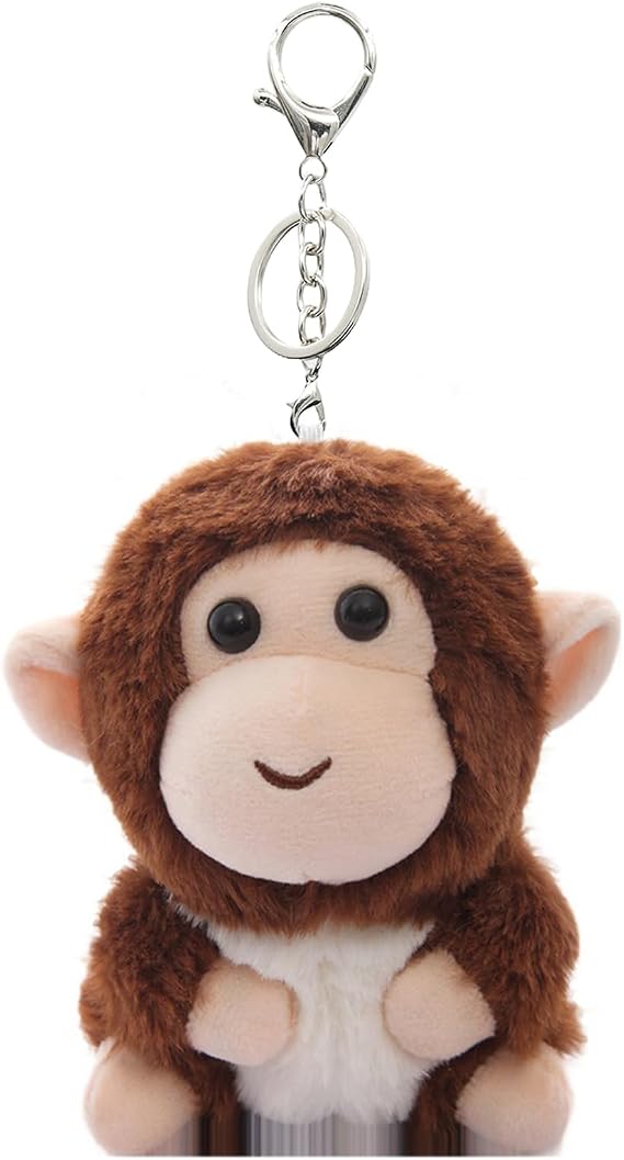 Miokkley Cute Monkey Keychain for Backpack, 4" Inch Monkey Bag Charms Key Chain Accessories Stocking Stuffers for Women Men