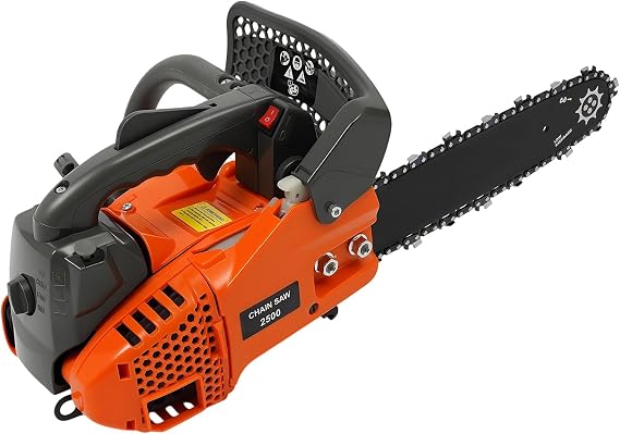 25.4 CC 2-Cycle Top Handle Gas Powered Chainsaw, 12inch Petrol Handheld Cordless Chain Saw Portable Garden Trimming Tools for Courtyard Household Forest Tree Wood Cutting