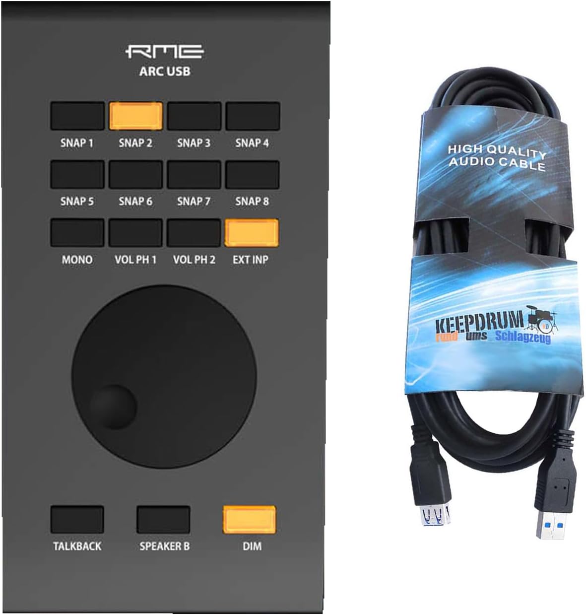 RME ARC USB Remote Control for TotalMix FX Black Edition with Keepdrum USB Extension Cable