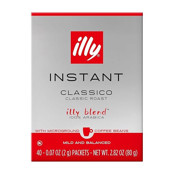 illy Instant Coffee Single-Serve Packets, Classico, 2g, 40 Ct, 1 Pack