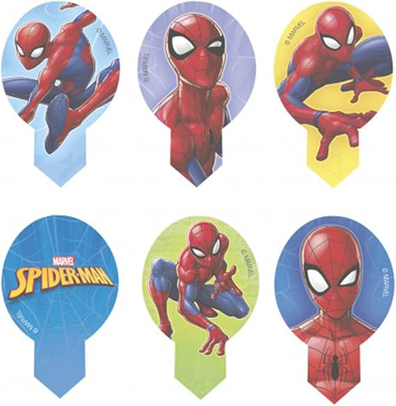 Dekora Dekorapin Edible Cake Decoration for Cakes, Cupcakes or Muffins, Spiderman, 20 Paper Wafer Toppers, 6.5 x 4 cm
