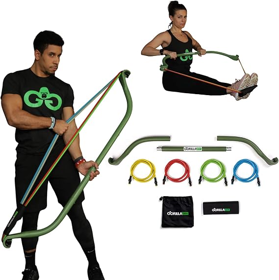Gorilla Bow Travel All-in-ONE Strength Training Equipment, Portable Home Gym System, 100 Plus Quality Workouts for Travel, Home Gym & Outdoor Includes Workout Guide and Video