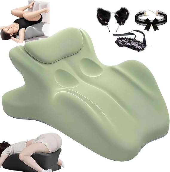 Sleeping Ergonomic 27° Angle Memory Foam Wedge Pillow,Waterproof & Portable,Multi-Functional Lounger Cushion,Lumbar Neck Support Pillow For Home Bedroom. Green, 59*46*24