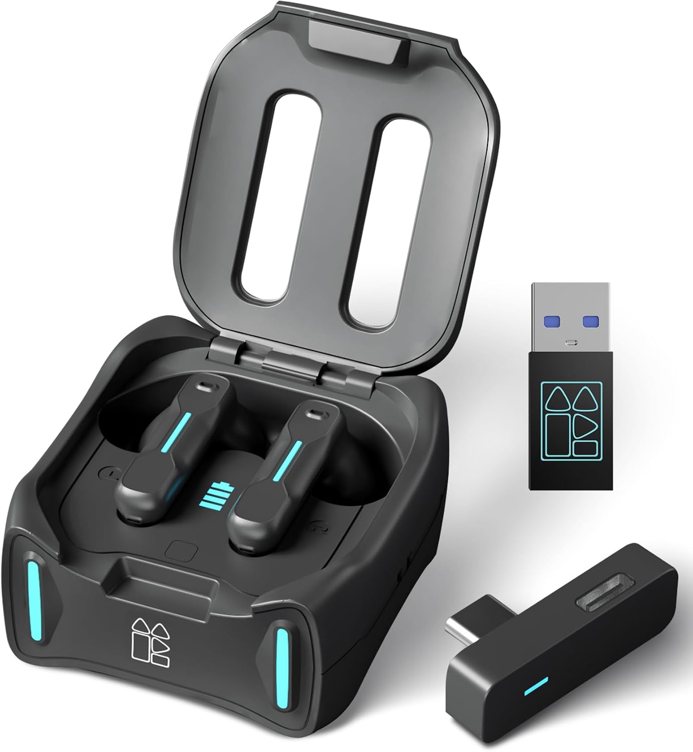 Middle Rabbit SW4 Pro Low Latency Wireless Gaming Earphones, 2.4 GHz Dongle, Dual USB and Bluetooth Mode, Compatible with PC, VR PS4 PS5, Microphone Included