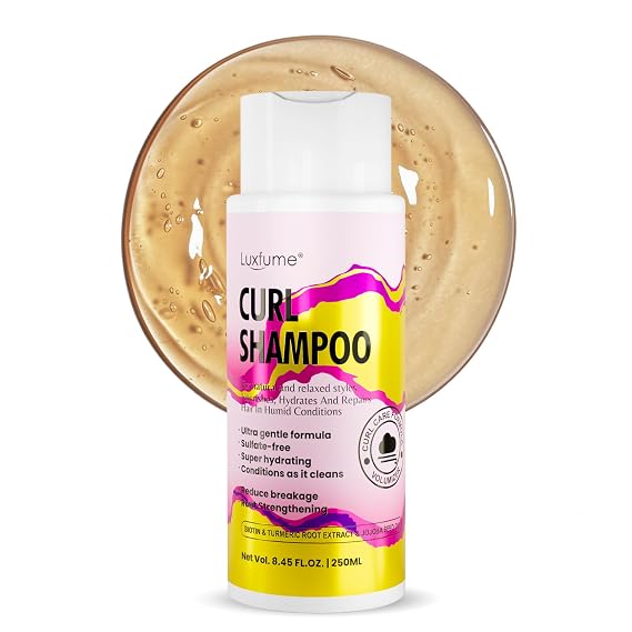 Curly Hair Shampoo to Reduce Breakage & Frizz, 8.45 oz | Curly Shampoo for Natural Hair Hydrating Repair Formula with Biotin, Turmeric & Jojoba Oil