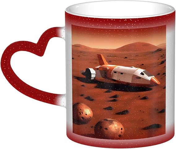 SSIMOO Mars Planet Ceramic Color-Changing Mug-Heat-Sensitive Novelty Coffee Cup with Unique Reactive Design
