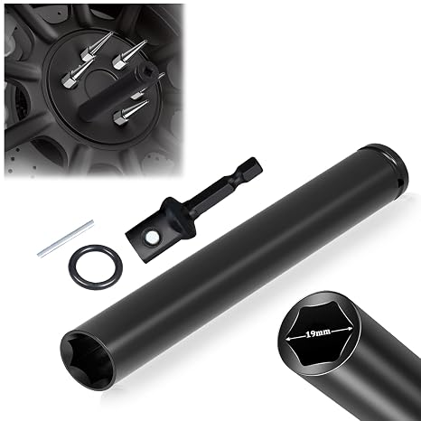 Spike Lug Nuts Socket, Durable Socket with 19mm Hex, Universal Spiked Lug Nuts Socket Replacement Tool Compatible with M14x1.5,M14x2.0, 9/16-18,1/2-20,M12x1.5,M12x1.25 Spiked Lug Nut (1PCS) (1)
