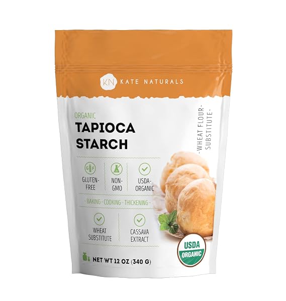 Kate Naturals Tapioca Starch Flour for Baking, Cooking & Boba Pearls (12oz) | Organic, Non-GMO, Gluten Free