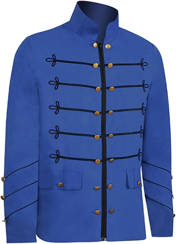 Men's Medieval Renaissance Cosplay Jacket Military Steampunk Breasted Vintage Halloween Gothic Costume