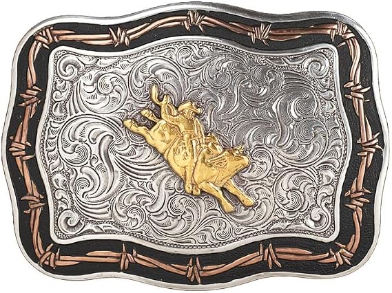 Crumrine Rectangle Buckle Bullrider Motif