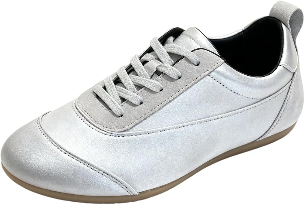 Women's Low Profile Sneakers | Retro Track Style Minimalist Lightweight Trainers - Daily Casual Walking Shoes for Commute
