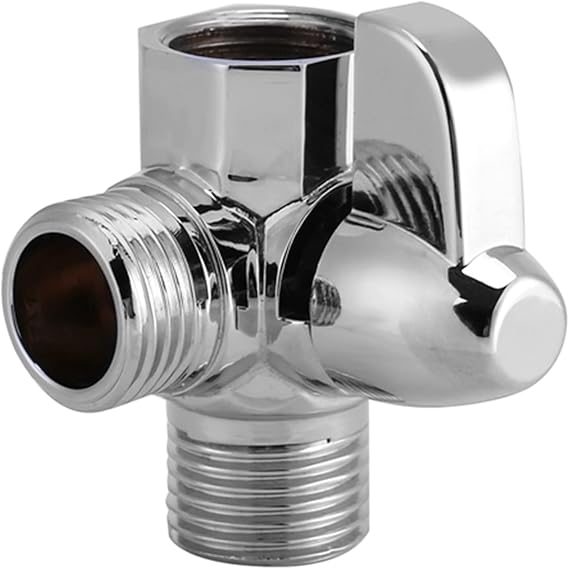 Brass Shower Arm Diverter Valve, Heavy Duty G1/2 T-Valve Adapter, 3 Way Diverter, Bathroom Attachment, Universal Shower System