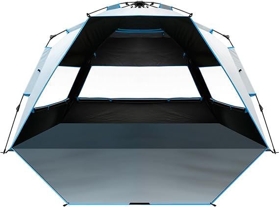OutdoorMaster Dark Shelter Technology Beach Tent, Portable Beach Shade Sun Shelter Shade, UPF 50+ UV Protected, For 4-6 People, Easy Installation Pop Up Tent Family Size - Ocracoke Beach