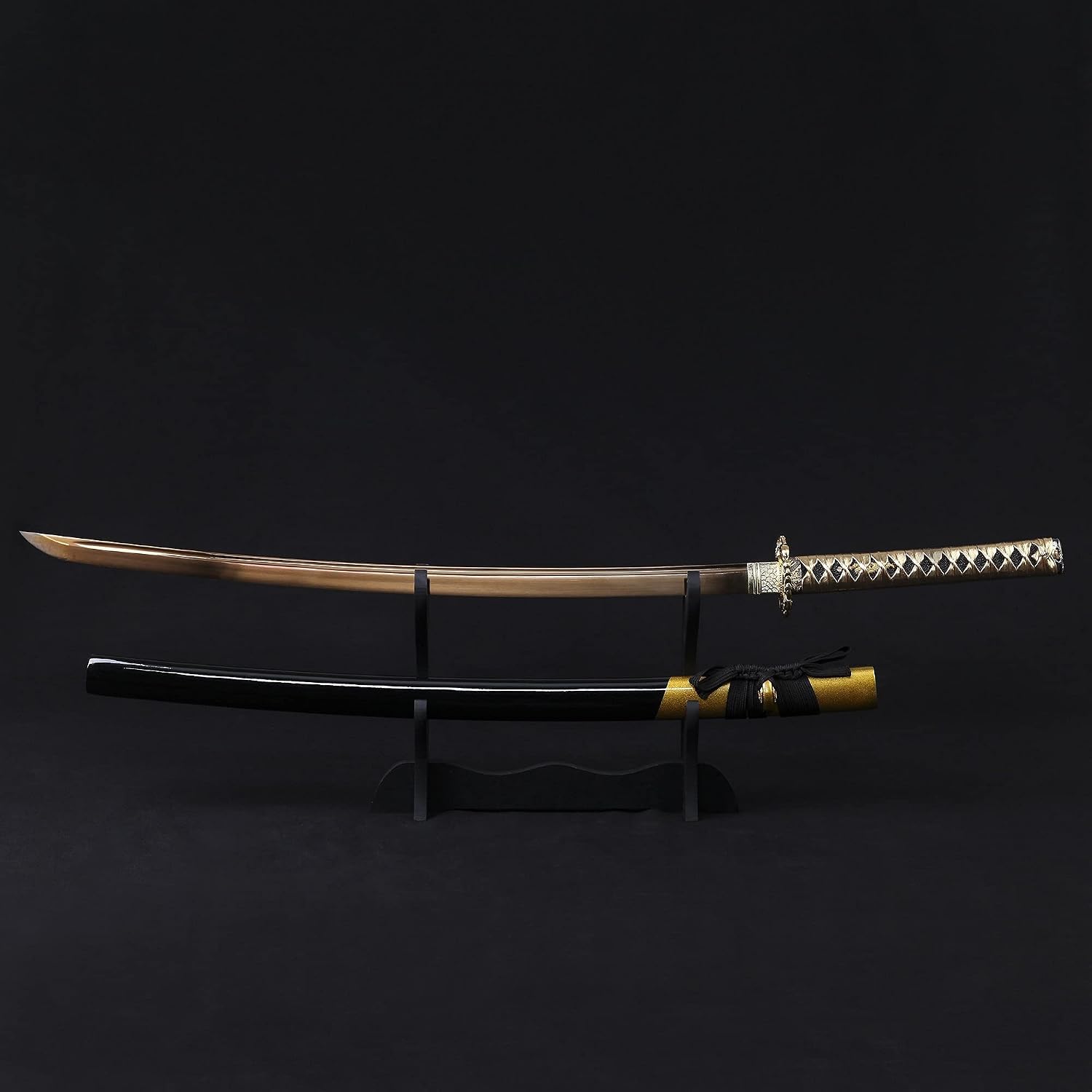 Katana Sword, Fully Handmade Real Japanese Sword High Carbon Steel Samurai Sword with Wooden Scabbard Alloy Guard