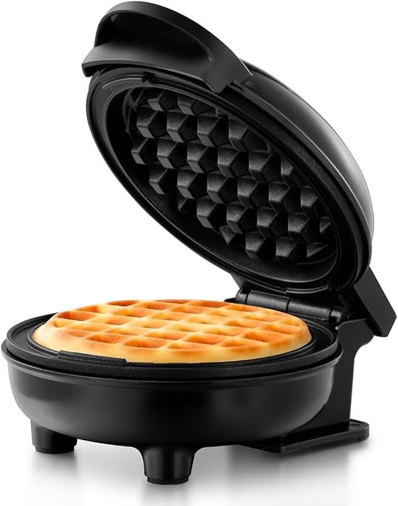 Holstein Housewares Personal Non-Stick Waffle Maker, Black - 4-inch Waffles in Minutes