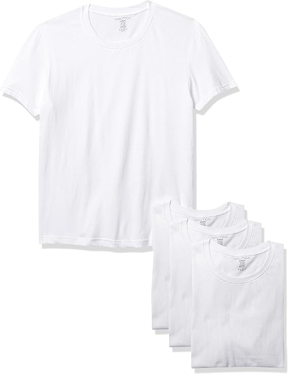 Nautica Men's 4 Pack Cotton Crew Neck T-Shirts Undershirts
