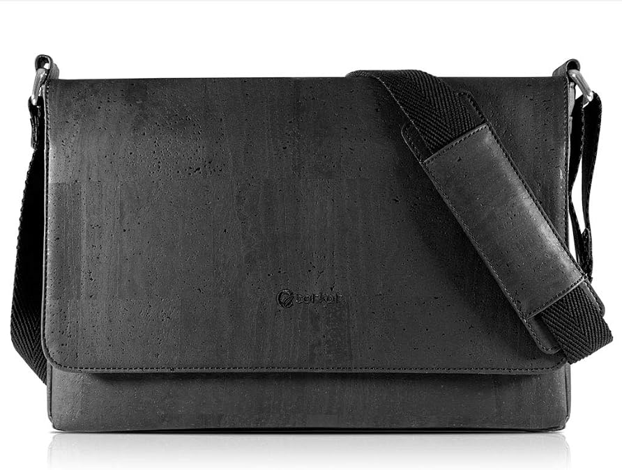 Corkor Cork Briefcase for Men Office Bag - Faux Leather Natural Cork Environment Friendly - Black