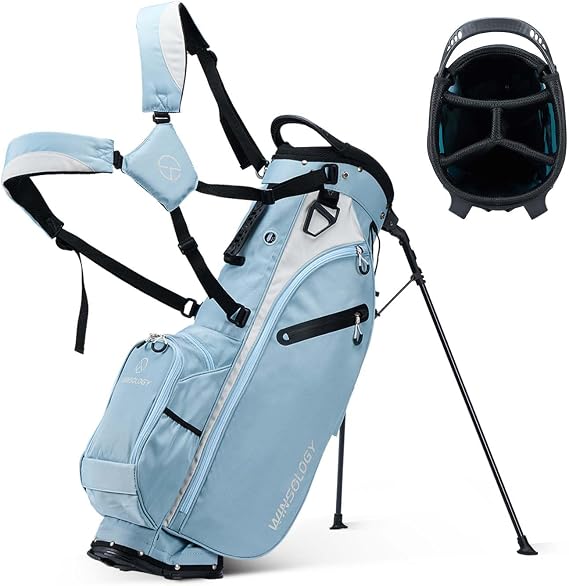 Lightweight Golf Stand Bag with 4 Way Top Dividers for Men and Women, Only 4.2 Pounds, 8 Storage Pockets Including Cooler, Double Shoulder Straps, Womens Golf Club Bag