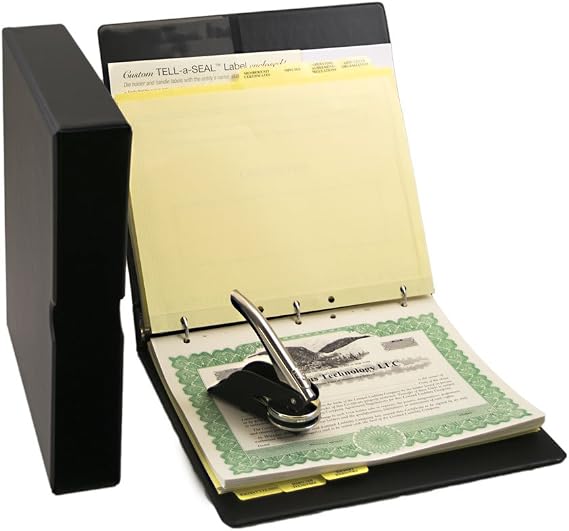 LLC Kit with Limited Liability Company Records Binder, Company Seal, Printed Membership Certificates with Full-Page Stubs, Blank Minute Paper and More, from Blumberg Black Beauty Model (Black)