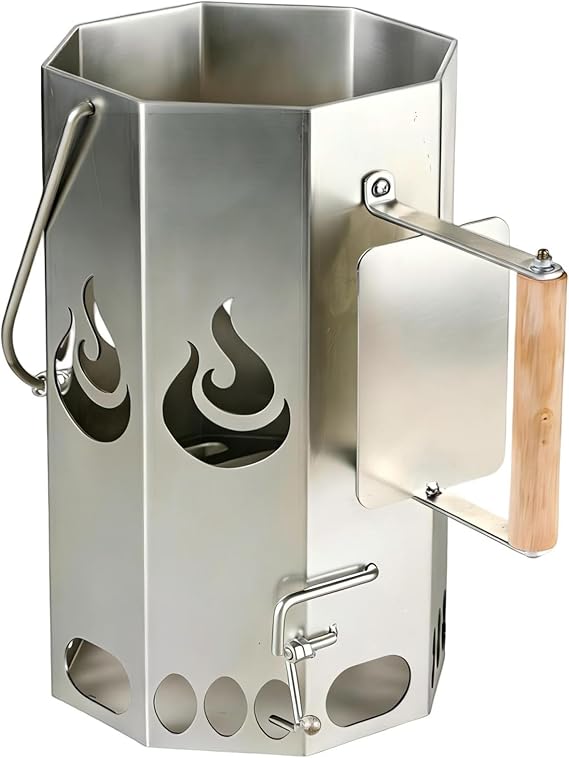 BottomRelease Charcoal Chimney Starter, HeavyDuty Steel Charcoal starter