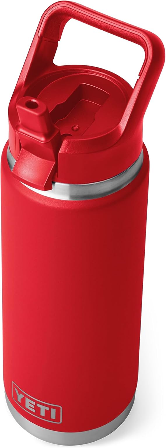 YETI Rambler 26 oz (769 ml) Water Bottle with Straw Cap, Rescue Red