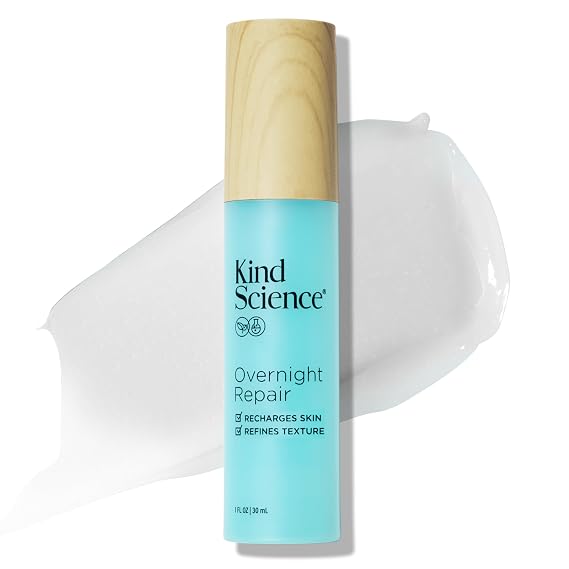 Kind Science Overnight Repair Night Moisturizer for Face - Night Cream for Women Anti Aging to Re-Energize & Hydrate Look of Tired Skin with Niacinamide & Shea Butter - Fragrance Free, Cruelty Free