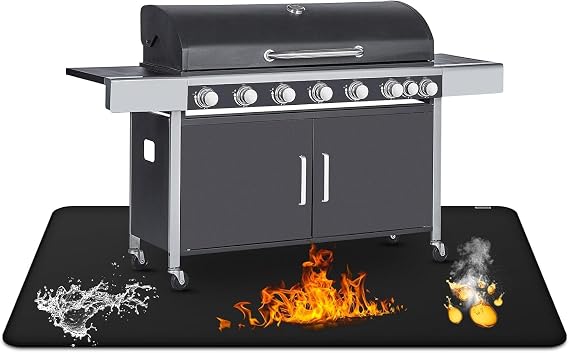 Under Grill Mat for Outdoor Grill, 120 x 175 cm Double-Sided Fireproof Grill Pad,Perfect for Outdoor Barbecue Spots,Fireproof, Waterproof, and Oilproof BBQ Protector for Decks and Patios