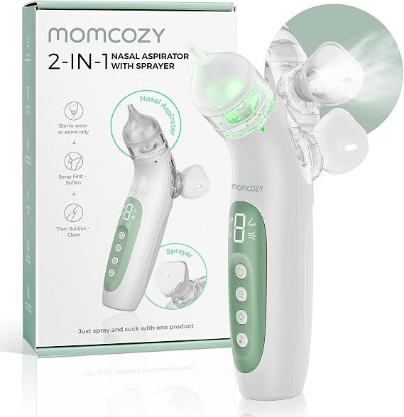 Momcozy BreezyClearTM 2-in-1 Electric Nasal Aspirator for Baby with Spray