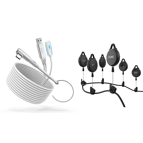 KIWI design Link Cable with Charging 16FT and VR Cable Management, 6 Packs