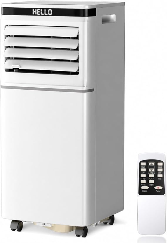 Antarctic Star 8500 Btus ASHRAE (5000 Btus SACC) Portable Air Conditioner | 3-in-1 Portable Ac Unit with Sleep Mode, Digital Display & Remote Control, 24H Timer, Bedroom & Office