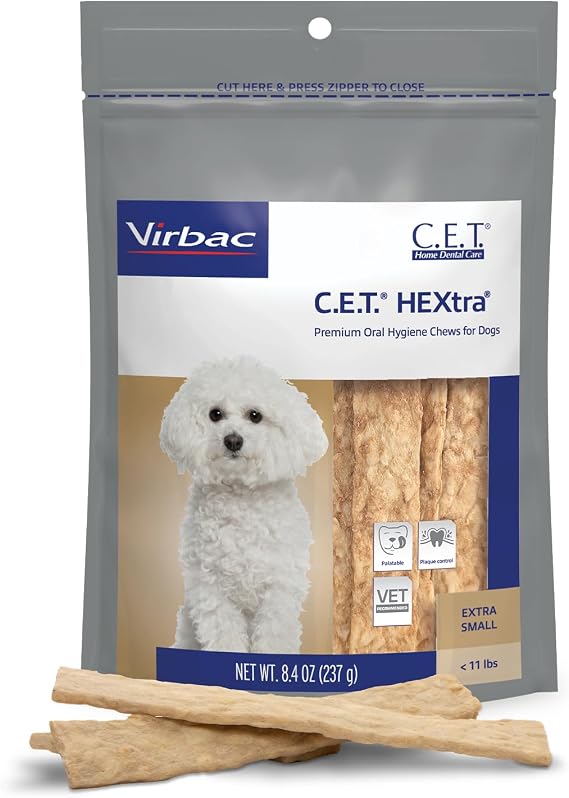Virbac C.E.T. Hextra Premium Oral Hygiene Chews for Dogs, Extra Small