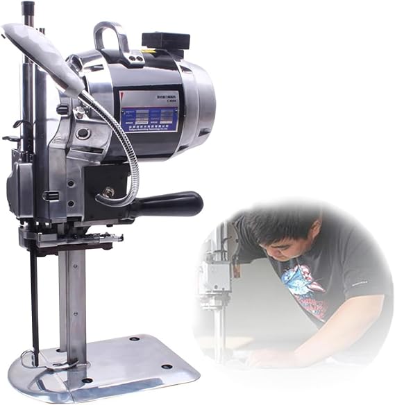 Electric Vertical Cloth Cutting Machine, 6/8/10 Inch Straight Knife Fabric Cloth Cutting Machine with LED Light Automatic Sharpening Blade, Cloth Cutter for Fabric Clothing Leather Paper (Color : 10