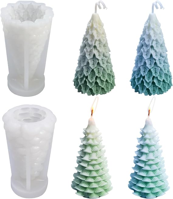 2 Pcs Candle Moulds, Christmas Candle Moulds, Candle Moulds for Candle Making, Silicone Candle Moulds, for Candle Making Christmas Tree Candle Moulds Candle Moulds for Christmas Party Candle Making