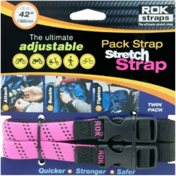 ROK Straps 12"-42" Adjustable Loop-Thru -2Pk Pink and Black