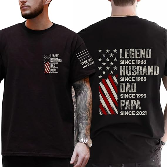 Legend, Husband, Dad And Grandpa Custom Family Name - Personalized Shirt, Legend Husband Dad Papa Since Year Custom Dad Shirt, Legend Husband Dad Grandpa Shirt with Customize Nickname TShirt
