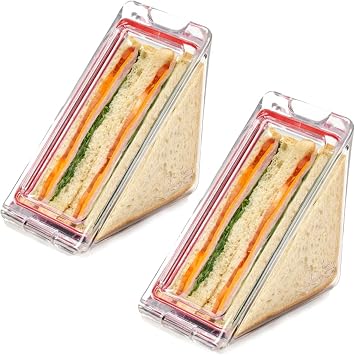 Triangle Sandwich Container, Reusable Plastic Sandwich Box with Lids (2 Pack)