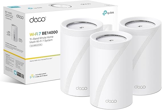 NEW TP-Link Deco BE68(3-pack) BE14000 Tri-Band WholeHome Mesh WiFi 7 System | 10Gbps Ports, 6GHz Band, AI-Roaming WiFi Router Extender Booster, MLO, 4K-QAM, IoT WiFi, HomeShield, VPN, Alexa&Google