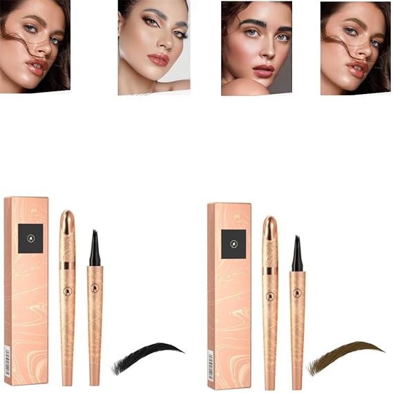 Eyebrow Tattoo Pencil 3D Microblading Eyebrow Pen ,2024 Magic Eyebrow Pencil, Makeup Fine Stroke Eyebrow Pencil Creates Natural,Natural Makeup Fine Stroke Eyebrow Pencil (Dark Brown+Black)