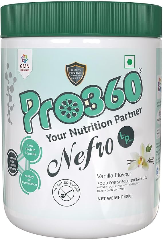 Nefro LP (FKA Nephro LP) Non-Dialysis Care Protein Powder - Low Protein, High Fat Formula Enriched with L-Taurine, L-Carnitine for Kidney/Renal Health, No Added Sugar Vanilla Flavour 400g