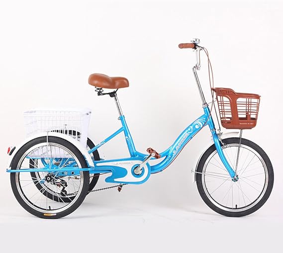 Adult Tricycle Bike, Three Wheel Beach Cruiser, Adult Trikes 20inch 3 Wheel Bikes,for Adults with Front & Rear Baskets, Cruiser Bike for Seniors Women Men Commute Picnic Outdoor