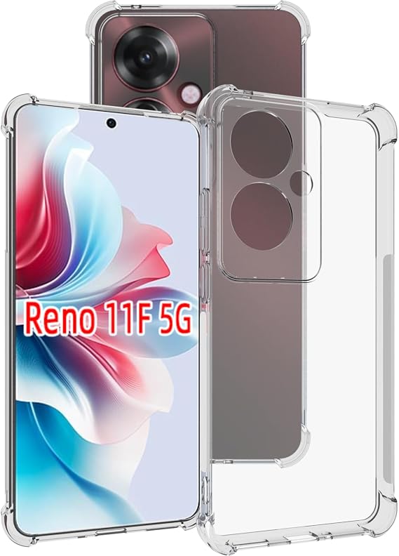 USTIYA Case for Oppo Reno 11 F 5G Clear TPU Four Corners Military-Grade Protection Cover Transparent Soft funda