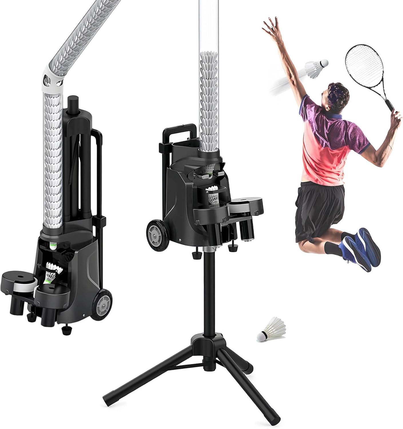 Badminton Serve Machine, Automatic Shuttlecock Launcher Badminton Robot Shooting Machine, Automatic Badminton Pitching Machine, Badminton Training Machine for Indoor Outdoor Training