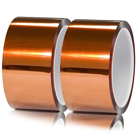 Kapton Tape 2 Inch x 36 Yards (2 Pack), High Temp Polyimide Heat Resistant Tape up to 500F, No Residue for 3D Printing Bed, Soldering Mask, Electrical Insulation & Sublimation, Gold