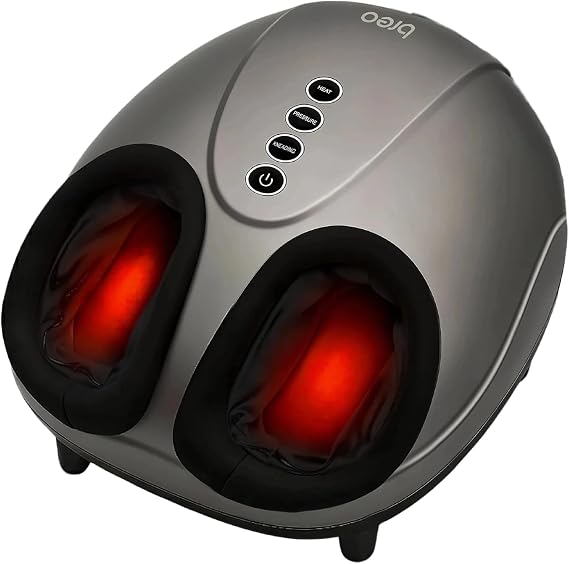 Breo Foot Massager with Heat, 360Deep Kneading,Pain Relief | Professional 360 Air Compression,3D Acupressure Rolling and Kneading, 3 Intensity levels,Ultra-quiet, Great Gift Choice