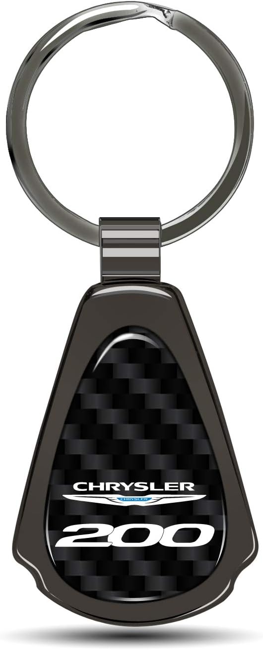 iPick Image for Chrysler 200 Real Black Carbon Fiber Metal Teardrop Key Chain