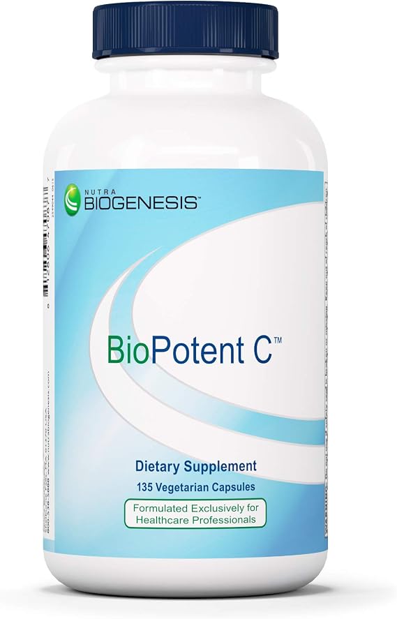 Nutra BioGenesis BioPotent C - Vitamin C Capsules with Citrus Bioflavonoids, Immune Support Supplement with Ascorbic Acid, Vegan Friendly - 135 Vegetarian Capsules