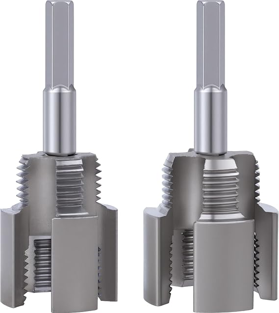 2 Pcs PVC Pipe Threader, Pipe Threading Tool, Integrated Internal & External Pipe Threading Tool, Pipe Thread Cutting Tool, Pipe Threading Tool for PVC (1/2"+3/4")