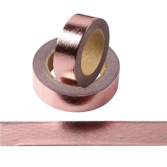 Foil Washi Tape,2 Rolls 5/8" x 393 inches15mm*10M Washi Tape, Masking Tape Craft Supplies Tape for Scrapbooking DIY Craft DecorativeFoil Washi Rose Gold