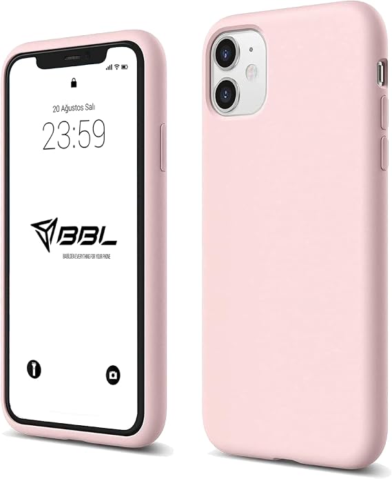 Babilden iPhone Kılıf İnce Sıvı Silikon 3 Katmanlı Tam Kaplamalı Yumuşak Jel Kauçuk Kılıf Kapak (Kumpembe, iPhone 11)
